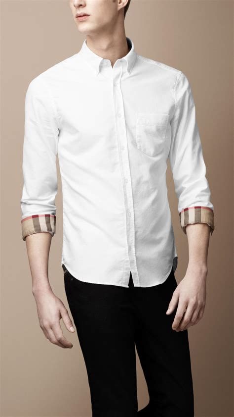 burberry white shirt with logo|Burberry white button down shirt.